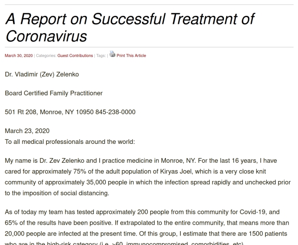 A Report on Successful Treatment of Coronavirus
