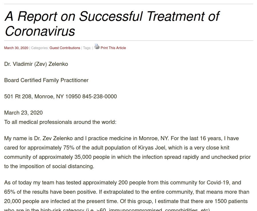A Report on Successful Treatment of Coronavirus